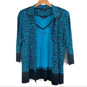 Ming Wang Twinset Cardigan Tank Shell Set *READ